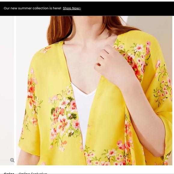 Loft M/L Dolman Sleeves Yellow Floral Kimono - Picture 3 of 6